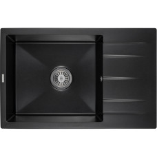 Мийка кухонна GRANADO NAVIA black shine з сифоном (775*495mm.) (gr3801)