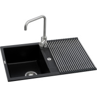 Мойка кухонная GRANADO комплект VALENCIA black shine_чаша ліворуч (ksg0701L)