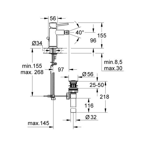 Змішувач Grohe BauClassic OHM bidet (32864000) – Grohe (вид 1)