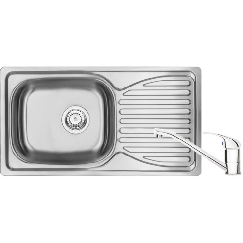 Мойка кухонная Deante Doppio, сталева мийка ZEN_0113 + змішувач BYU_060M, сатін (ZENA0113) – Deante