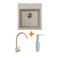Мойка кухонная Adamant Brick Avena + змішувач та дозатор (4824296209706)