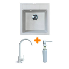 Мийка кухонна Adamant Brick Old stone + змішувач та дозатор (4824296209710)