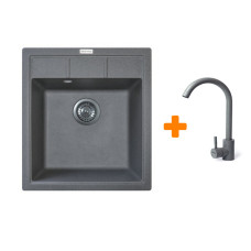 Мойка кухонная Adamant Brick сірий + змішувач (4824296209204)