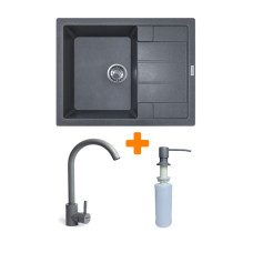 Мийка кухонна Adamant Anila сірий + змішувач та дозатор (182496900304)