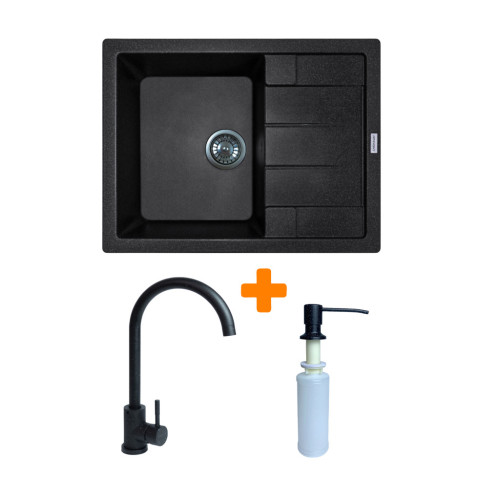 Мийка кухонна Adamant Anila чорний + змішувач та дозатор (182496900303) – Adamant
