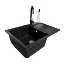 Мойка кухонная Adamant Horizon Medium чорний + змішувач та дозатор (4824296104503)