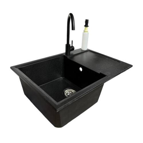 Мойка кухонная Adamant Horizon Medium чорний + змішувач та дозатор (4824296104503) – Adamant