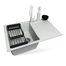 Мойка кухонная Adamant Horizon Old stone + змішувач + дозатор + ополіскувач склянок + кол (4824296106310)