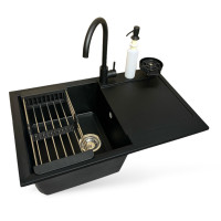 Мийка кухонна Adamant Horizon антрацит + змішувач + дозатор + ополіскувач склянок + кола (4824296106315)