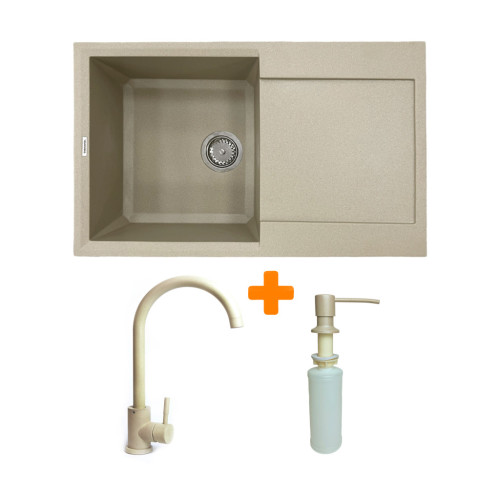 Мойка кухонная Adamant Horizon Сахара + змішувач + дозатор (182496901502) – Adamant