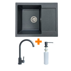 Мойка кухонная Adamant Minimal графіт + змішувач + дозатор (1824296902313)