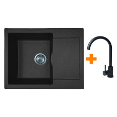 Мийка кухонна Adamant Minimal чорний + змішувач (1824296912303)