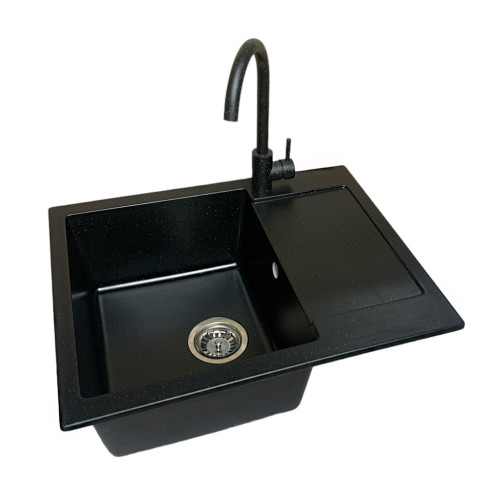 Мойка кухонная Adamant Minimal чорний + змішувач + дозатор + ополіскувач склянок + коланд (4824296106403) – Adamant (вид 1)