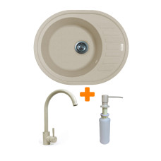 Мойка кухонная Adamant Ovum Avena + змішувач + дозатор (1824296900406)