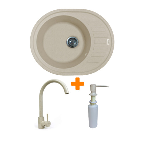 Мойка кухонная Adamant Ovum Avena + змішувач + дозатор (1824296900406) – Adamant