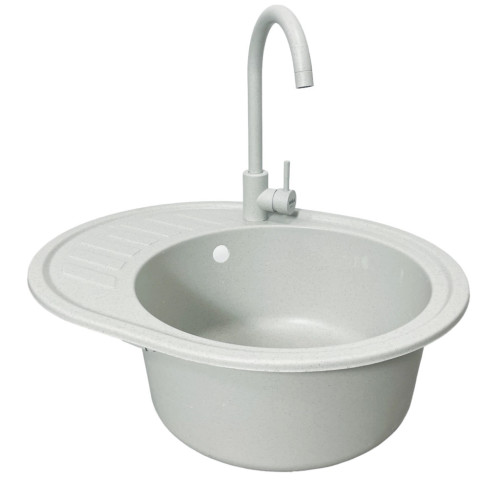 Мойка кухонная Adamant Ovum Old stone + змішувач + дозатор (1824296900410) – Adamant (вид 2)