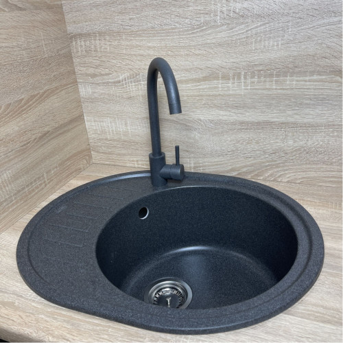 Мойка кухонная Adamant Ovum графіт + змішувач (1824296910413) – Adamant (вид 1)