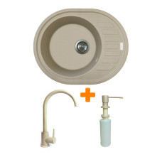 Мойка кухонная Adamant Ovum Сахара + змішувач + дозатор (1824296900402)