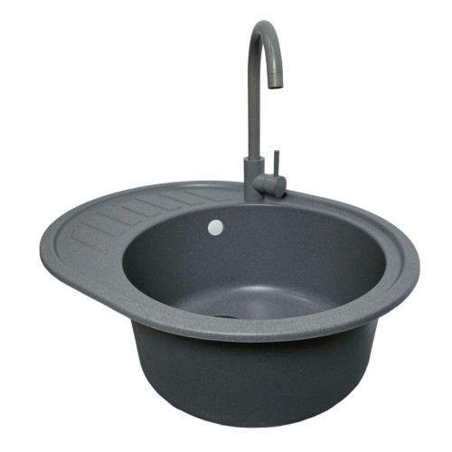 Мойка кухонная Adamant Ovum сірий + змішувач (1824296910404) – Adamant (вид 2)