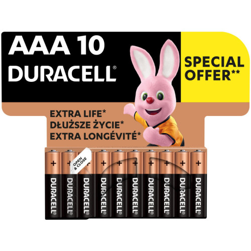 Батарейка Duracell AAA лужні 10 шт. в упаковці (5002509/5006462) – DURACELL