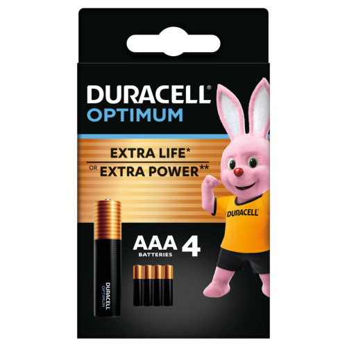 Батарейка Duracell Optimum AAA лужні 4 шт. в упаковці (5015596) – DURACELL