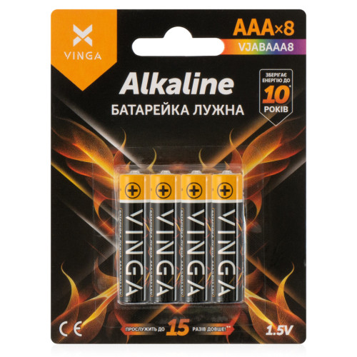 Батарейка AAA LR03 Alkaline 8pcs Blister Vinga (VJABAAA8) – Vinga