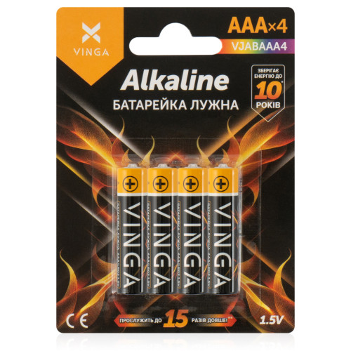 Батарейка AAA LR03 Alkaline 4pcs Blister Vinga (VJABAAA4) – Vinga