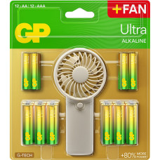 Батарейка Gp AA * 12 + AAA * 12 Ultra Alcaline + fan (4891199233982)