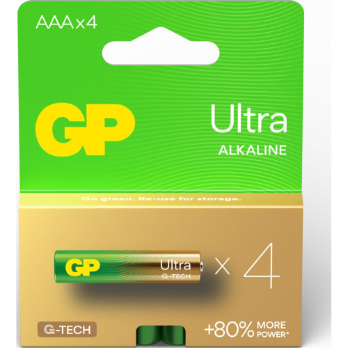 Батарейка Gp AAA LR03 Ultra Alkaline * 4 (24AU21-SB4 / 4891199218255) – Gp (вид 1)