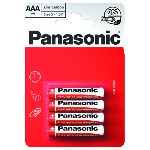 Батарейка Panasonic AAA R03 RED ZINK * 4 (R03REL/4BP) – Panasonic