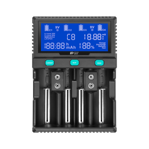 Зарядний пристрій для акумуляторів PowerPlant PP-A4 (Ni-MH,Cd,Li-ion,LiFePO4 / input AC 100V-240V DC 12V) (AA620173) – PowerPlant