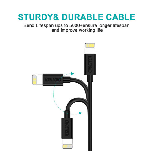 Дата кабель USB 2.0 AM to Lightning 1.2m 2.4A MFI Choetech (IP0026) – Choetech (вид 2)