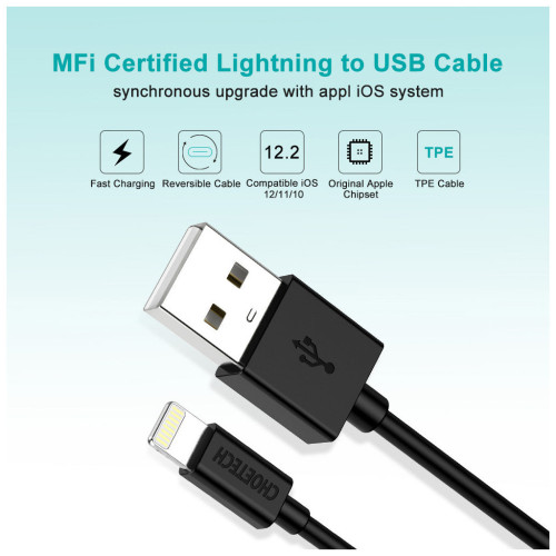 Дата кабель USB 2.0 AM to Lightning 1.2m 2.4A MFI Choetech (IP0026) – Choetech (вид 3)