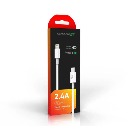 Дата кабель USB-C to Lightning 12W CL-03W White Grand-X (CL-03W) – Grand-X (вид 2)