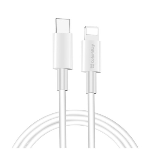 Дата кабель USB-C to Lightning 1.0m 3A white ColorWay (CW-CBPDCL032-WH) – ColorWay