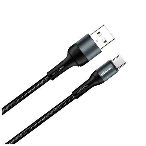 Дата кабель USB 2.0 AM to Type-C 1.0m nylon black ColorWay (CW-CBUC045-BK) – ColorWay (вид 1)