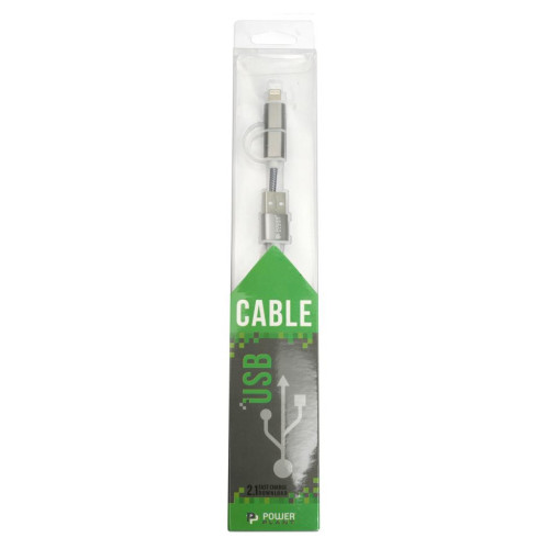 Дата кабель USB 2.0 AM to Lightning + Micro 5P 1.0m cotton PowerPlant (KD00AS1289) – PowerPlant (вид 1)