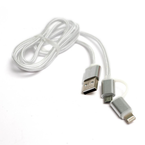 Дата кабель USB 2.0 AM to Lightning + Micro 5P 1.0m cotton PowerPlant (KD00AS1290) – PowerPlant