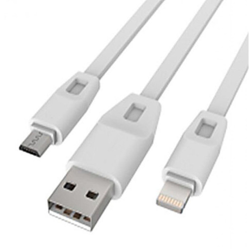 Дата кабель USB 2.0 AM to Lightning + Micro 5P 1.0m 2А (DR-1622) (White) Drobak (219092) – Drobak
