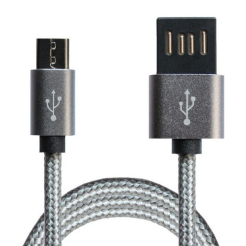 Дата кабель USB 2.0 AM to Micro 5P 1.0m Grey/Black Grand-X (FM02) – Grand-X (вид 2)
