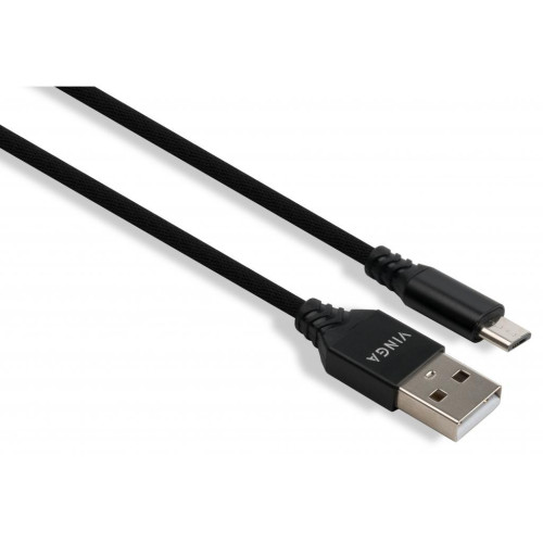 Дата кабель USB 2.0 AM to Micro 5P nylon 1m black Vinga (VCPDCMBN21BK) – Vinga