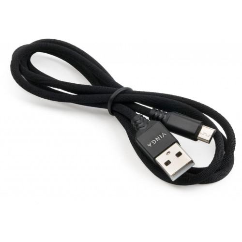 Дата кабель USB 2.0 AM to Micro 5P nylon 1m black Vinga (VCPDCMBN21BK) – Vinga (вид 2)