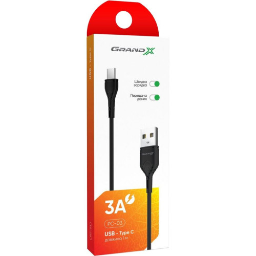 Дата кабель USB 2.0 AM to Type-C 1.0m Grand-X (PC-03B) – Grand-X (вид 2)