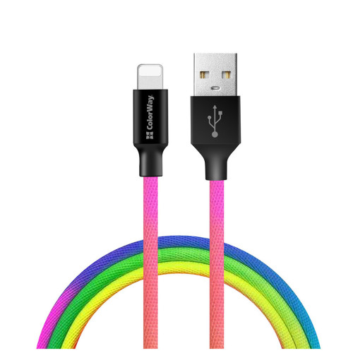 Дата кабель USB 2.0 AM to Lightning 1.0m multicolor ColorWay (CW-CBUL016-MC) – ColorWay