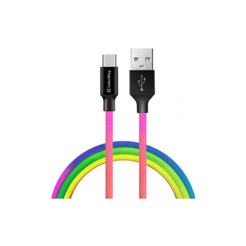 Дата кабель USB 2.0 AM to Micro 5P 1.0m multicolor ColorWay (CW-CBUM017-MC) – ColorWay