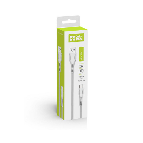 Дата кабель USB 2.0 AM to Micro 5P 1.0m line-drawing white ColorWay (CW-CBUM028-WH) – ColorWay (вид 2)