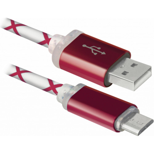 Дата кабель USB08-03LT USB - Micro USB, RedLED backlight, 1m Defender (87556) – Defender