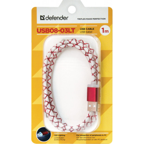 Дата кабель USB08-03LT USB - Micro USB, RedLED backlight, 1m Defender (87556) – Defender (вид 2)