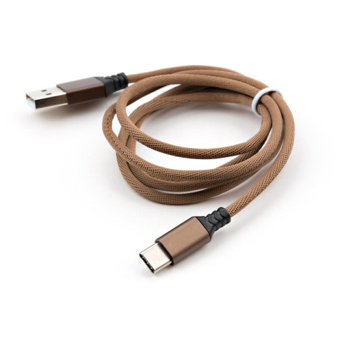 Дата кабель USB 2.0 AM to Type-C nylon 1m brown Vinga (VCPDCTCNB21BR) – Vinga (вид 1)