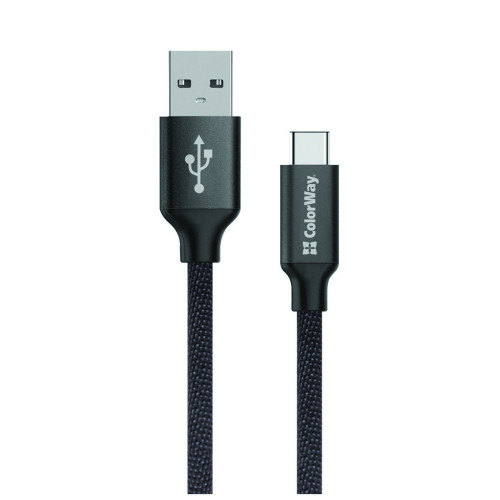 Дата кабель USB 2.0 AM to Type-C 1.0m 2.1А black ColorWay (CW-CBUC003-BK) – ColorWay
